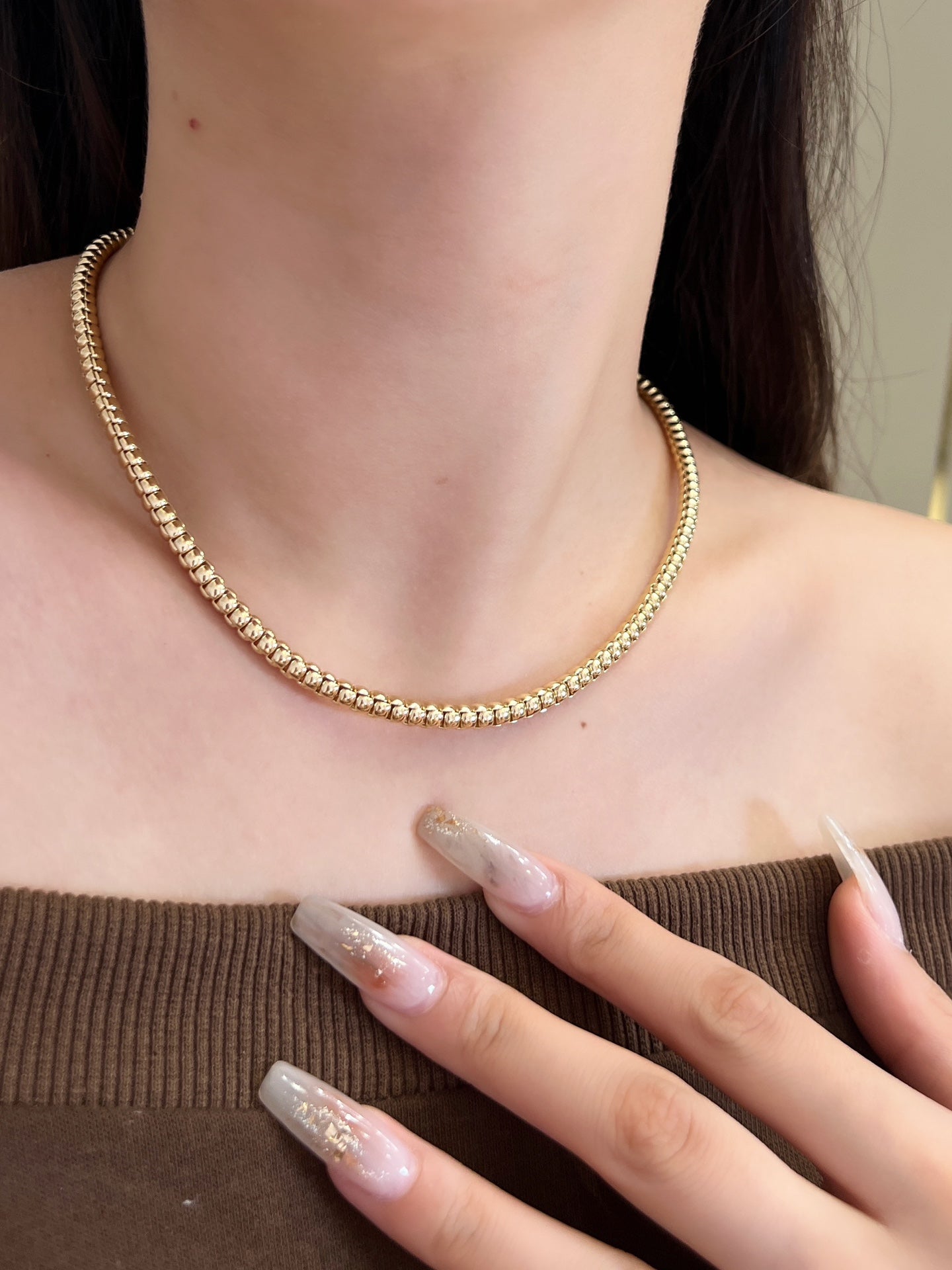 18k gold high quality simple neck chain - Lotus Diamond
