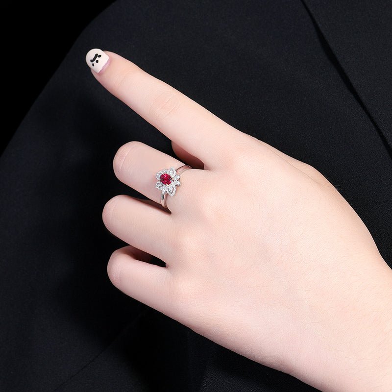 18k gold Mozambique pigeon red ruby ring - Lotus Diamond