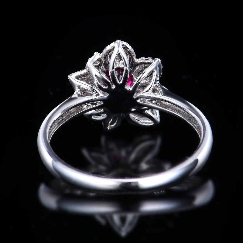 18k gold Mozambique pigeon red ruby ring - Lotus Diamond