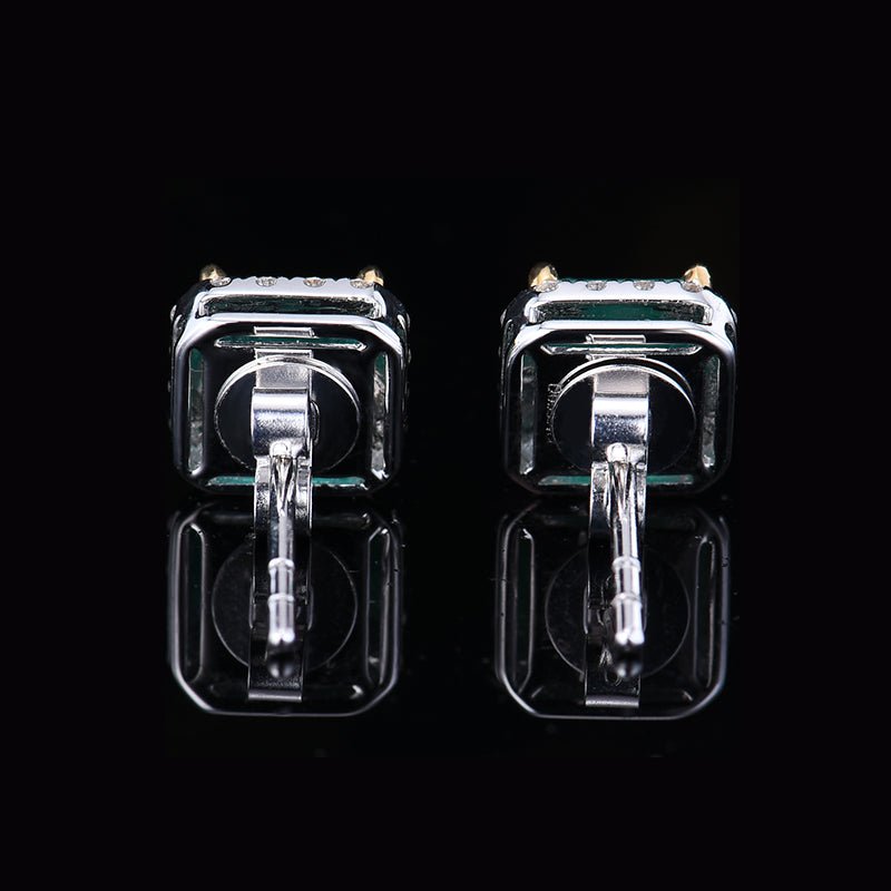 18K gold set with natural emerald earrings - Lotus Diamond