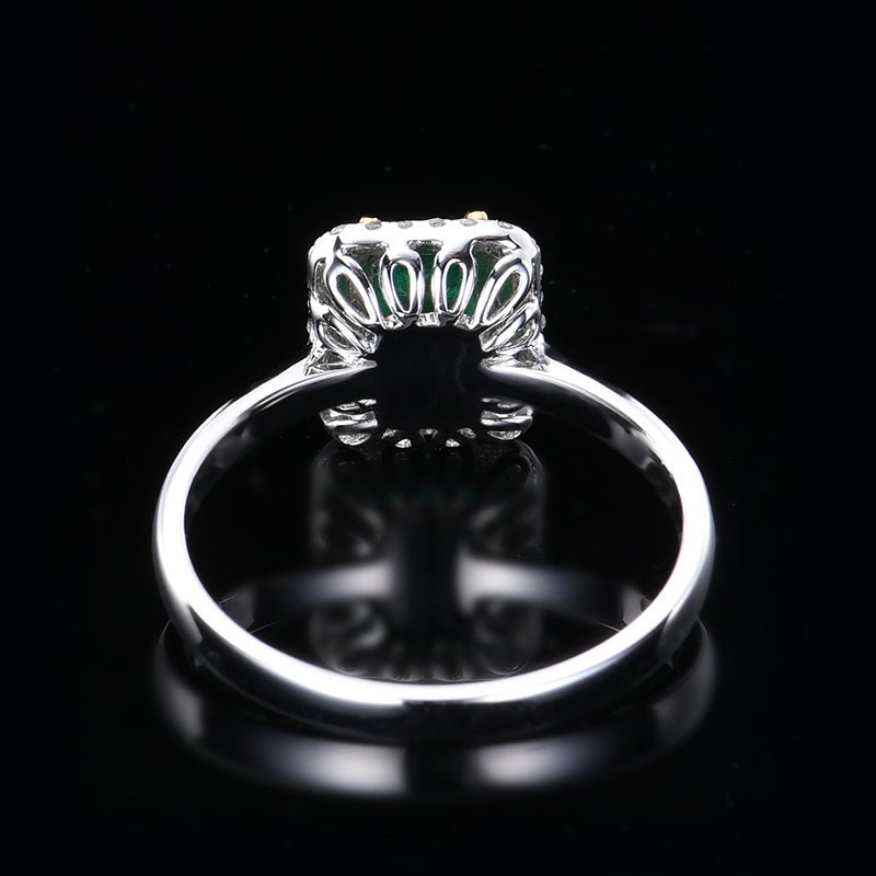 18K gold set with natural emerald ring - Lotus Diamond