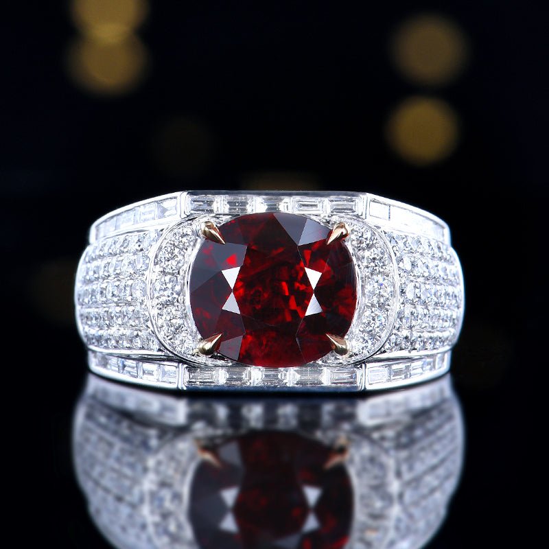 18k gold unburned ruby ring for men - Lotus Diamond