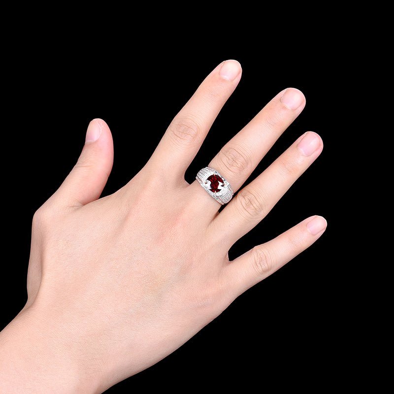 18k gold unburned ruby ring for men - Lotus Diamond