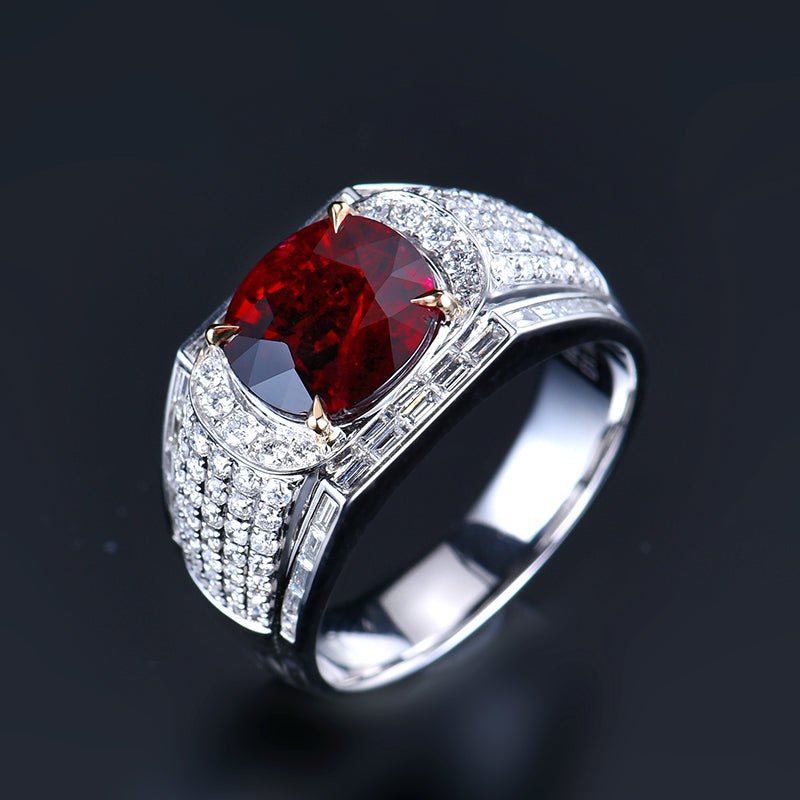18k gold unburned ruby ring for men - Lotus Diamond