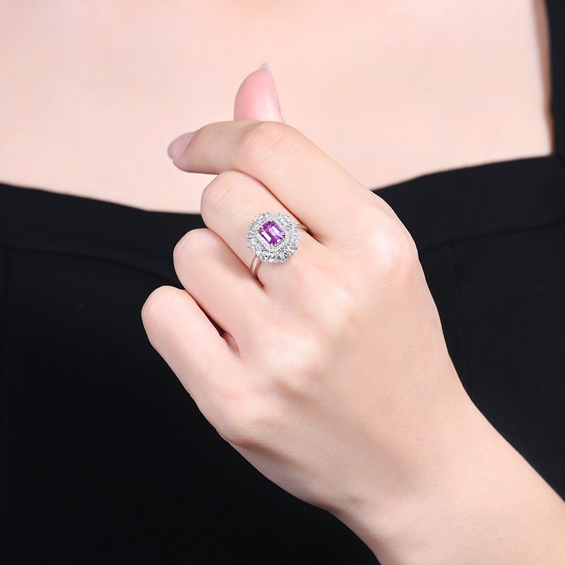 18K gold unburnt purple sapphire ring - Style A - Lotus Diamond