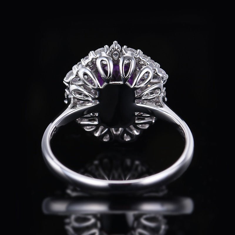 18K gold unburnt purple sapphire ring - Style A - Lotus Diamond