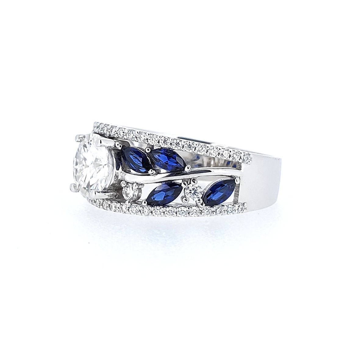 18K ring with diamond sapphire setting - Lotus Diamond