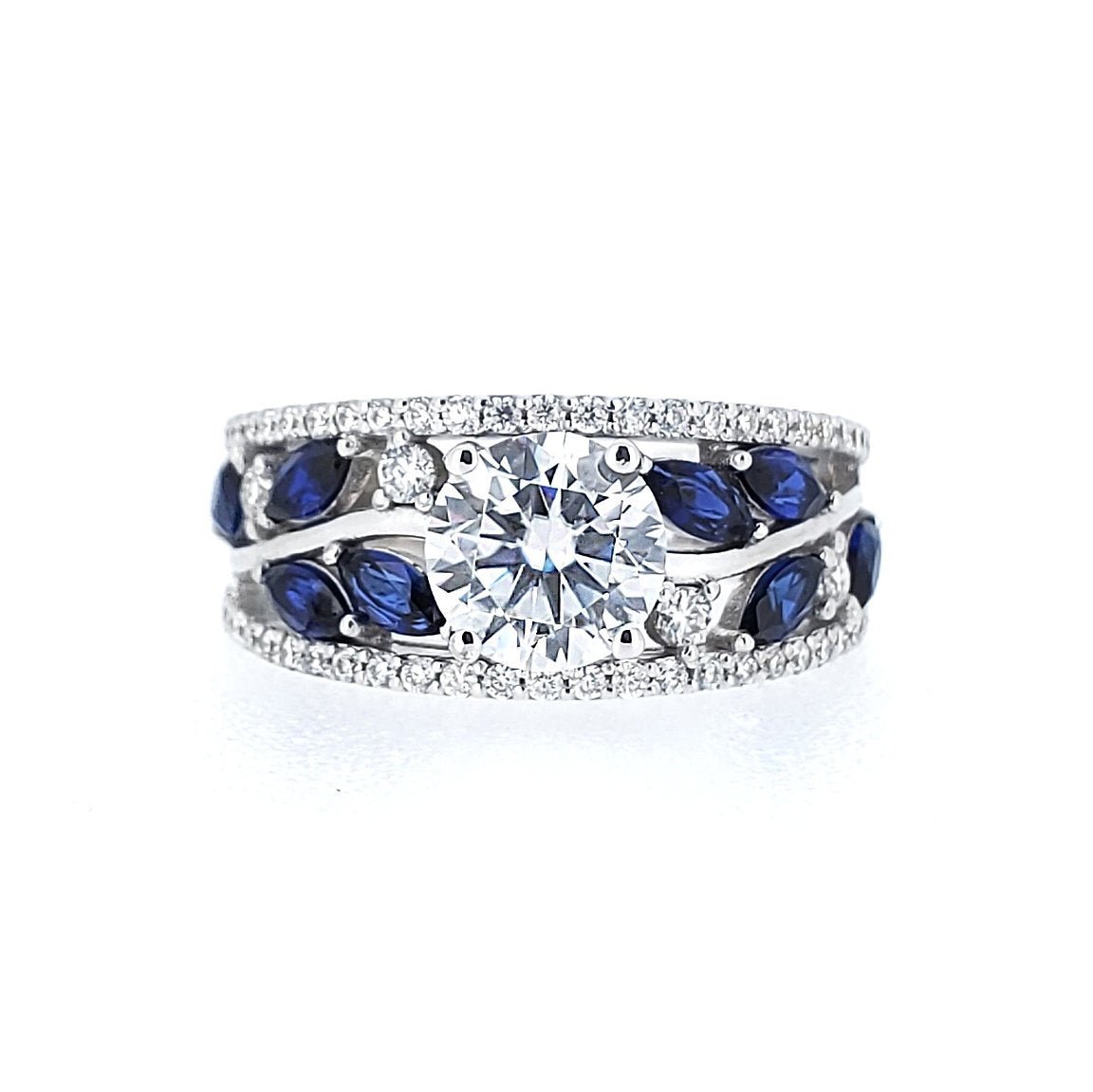 18K ring with diamond sapphire setting - Lotus Diamond