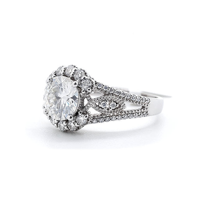18K Vintage Floral Setting Lotus Diamond