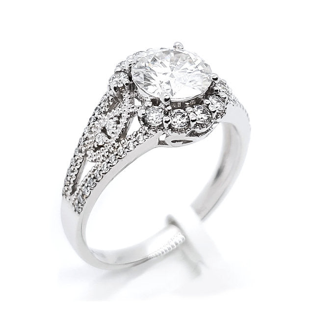 18K Vintage Floral Setting Lotus Diamond