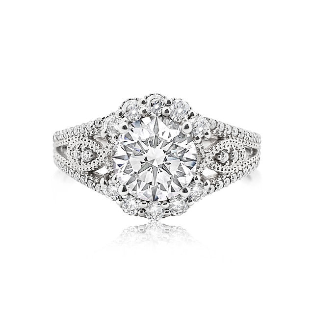 18K Vintage Floral Setting Lotus Diamond
