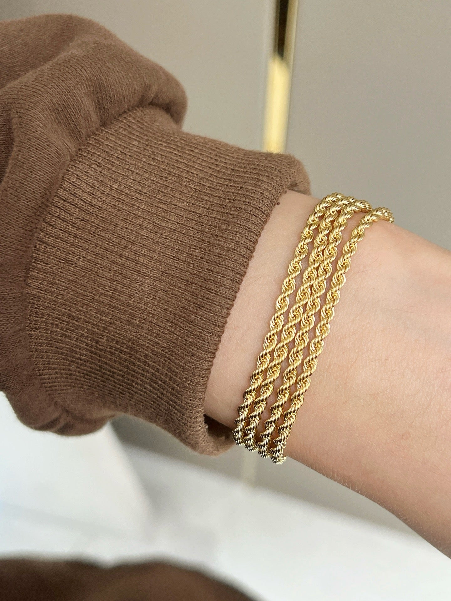 18KMulti-layered woven twisted bracelet Lotus Diamond