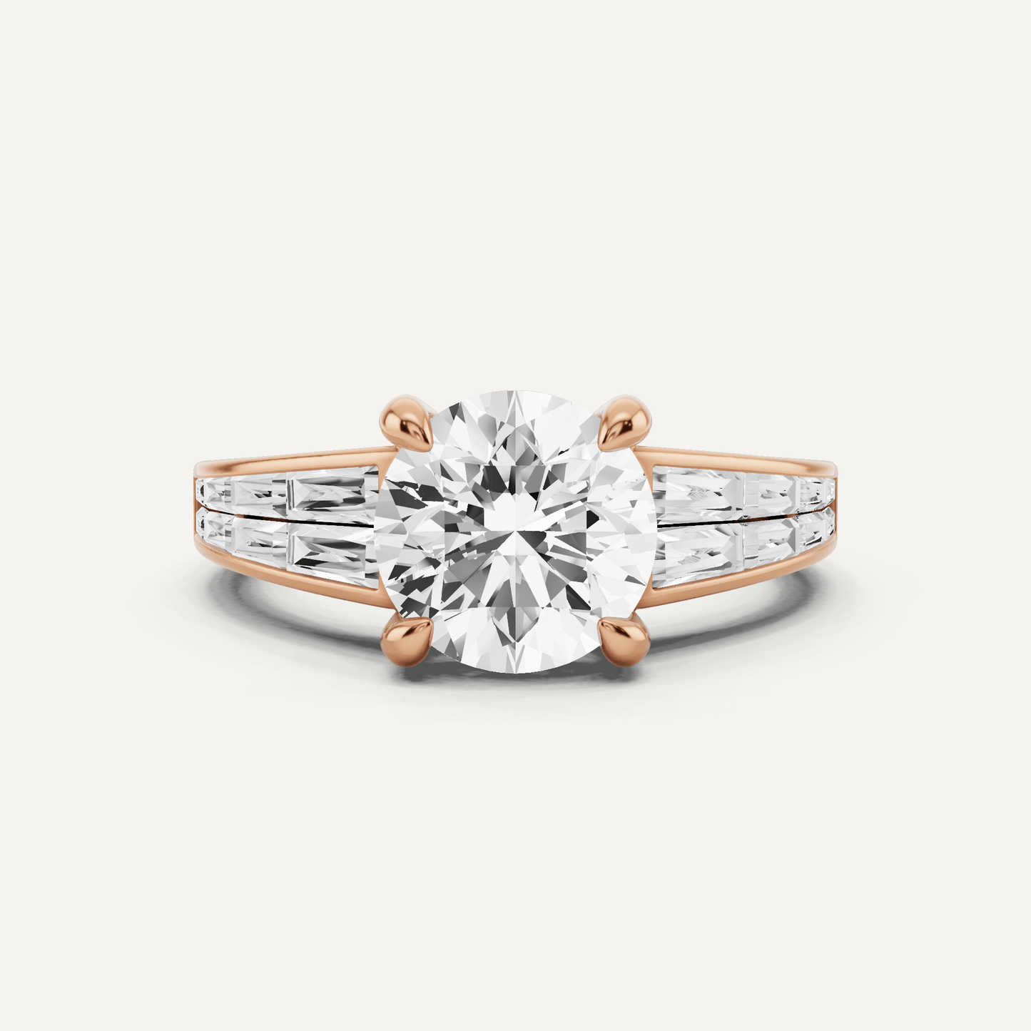 2 1/10 ctw Round Diamond Engagement Ring with Side Taper - Lotus Diamond