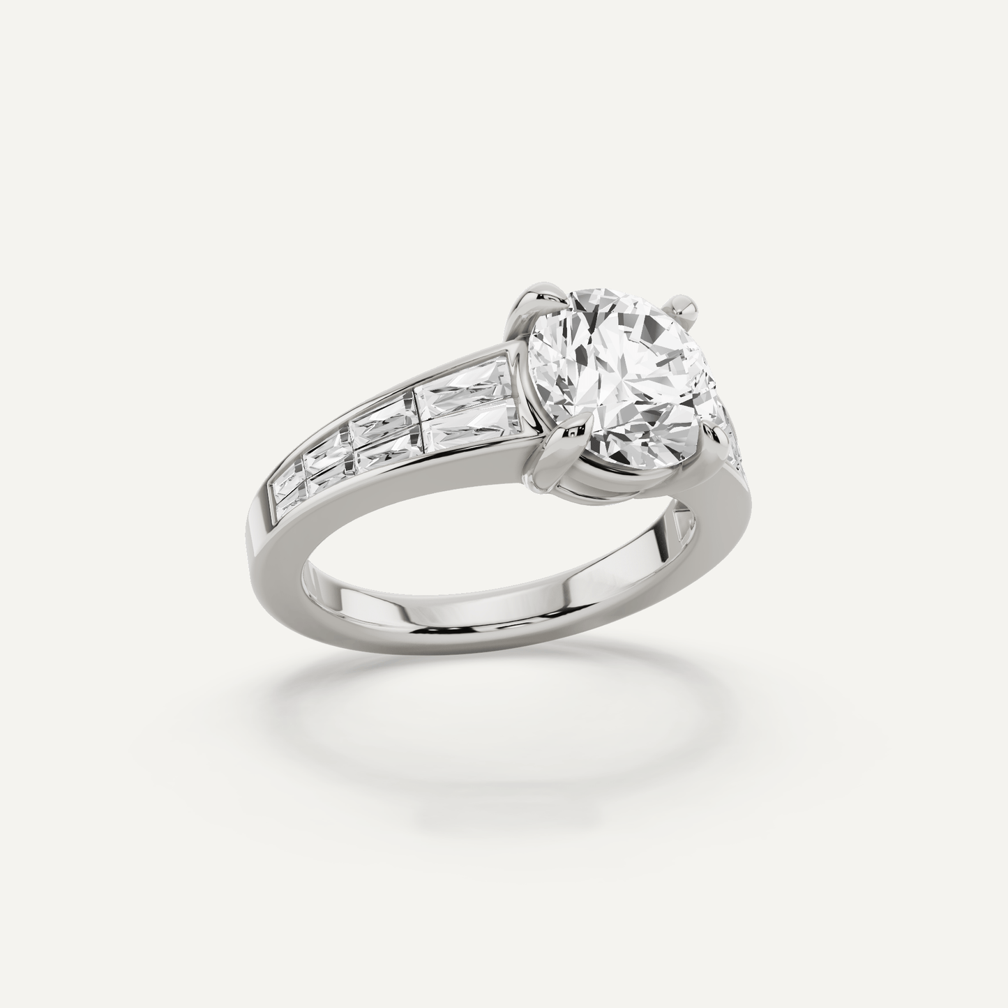 2 1/10 ctw Round Diamond Engagement Ring with Side Taper - Lotus Diamond
