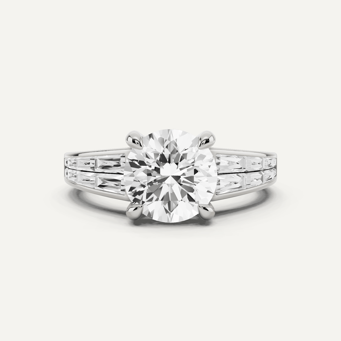 2 1/10 ctw Round Diamond Engagement Ring with Side Taper - Lotus Diamond
