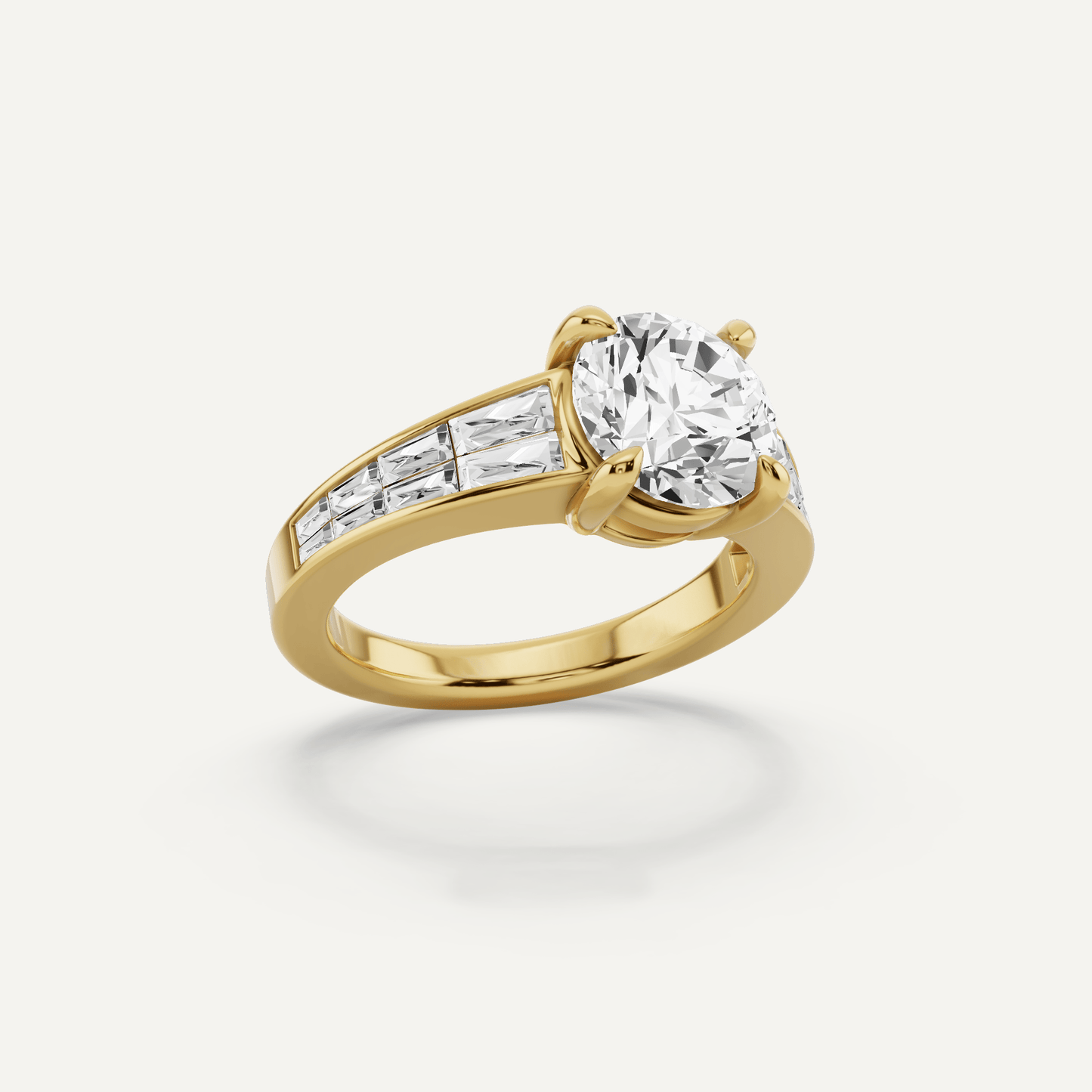 2 1/10 ctw Round Diamond Engagement Ring with Side Taper - Lotus Diamond