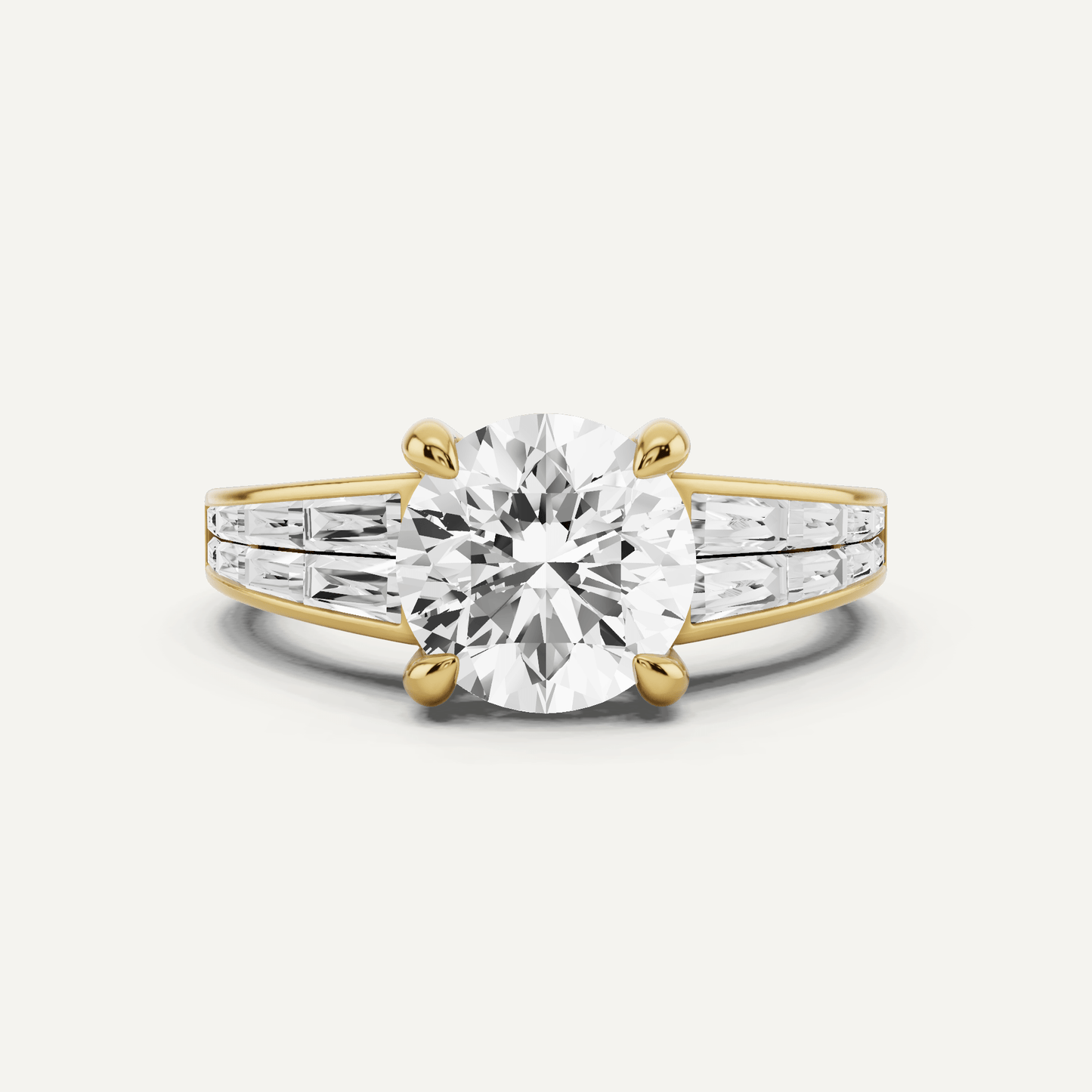 2 1/10 ctw Round Diamond Engagement Ring with Side Taper - Lotus Diamond