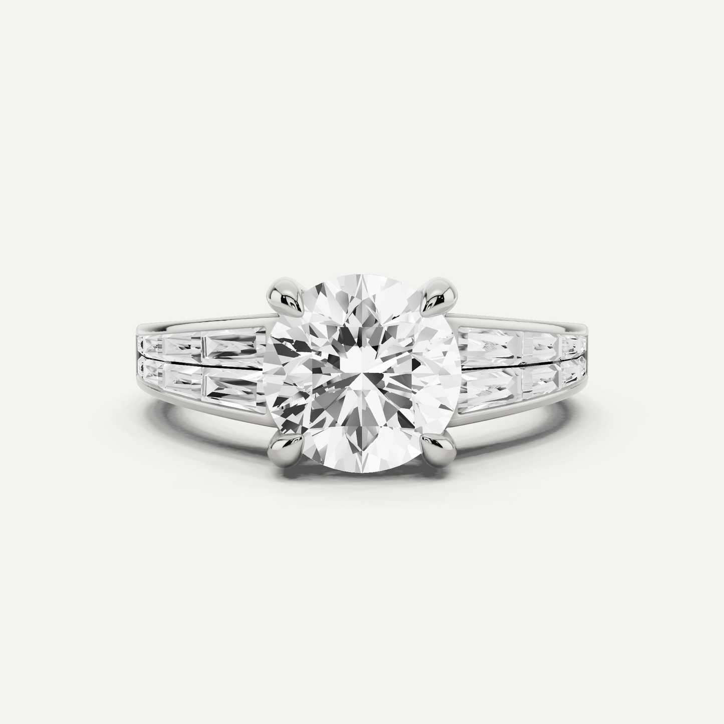 2 1/10 ctw Round Diamond Engagement Ring with Side Taper - Lotus Diamond