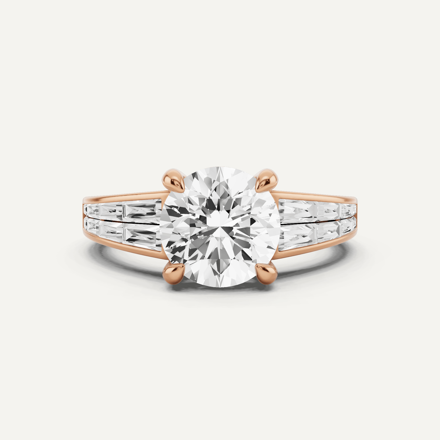 2 1/10 ctw Round Diamond Engagement Ring with Side Taper - Lotus Diamond