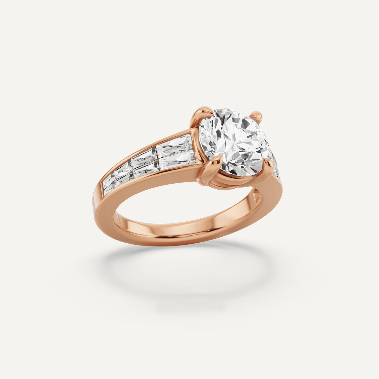 2 1/10 ctw Round Diamond Engagement Ring with Side Taper - Lotus Diamond