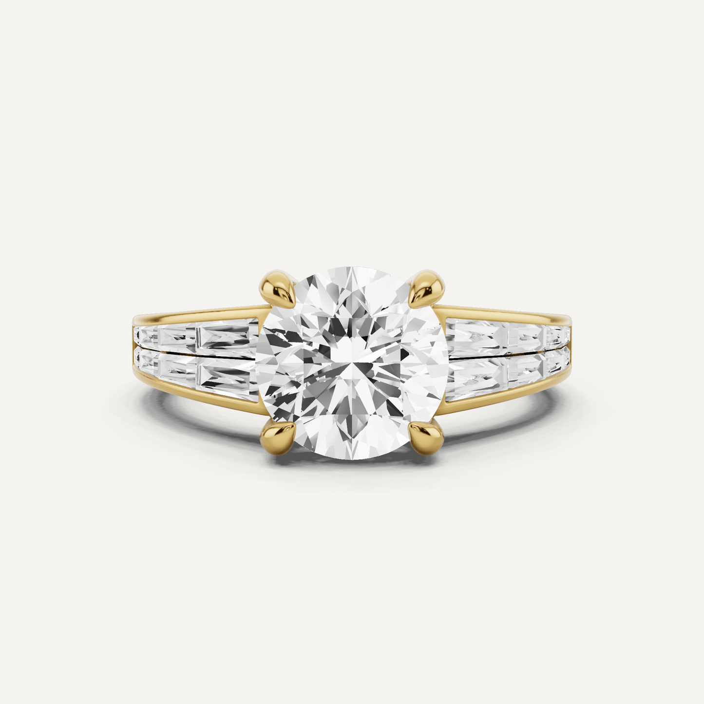 2 1/10 ctw Round Diamond Engagement Ring with Side Taper - Lotus Diamond