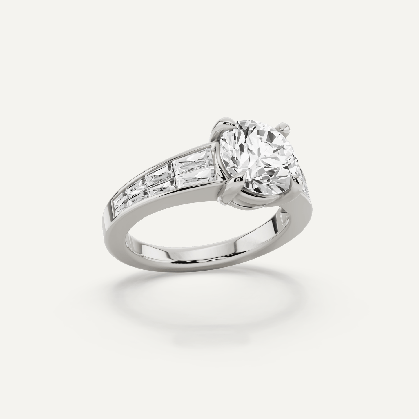 2 1/10 ctw Round Diamond Engagement Ring with Side Taper - Lotus Diamond