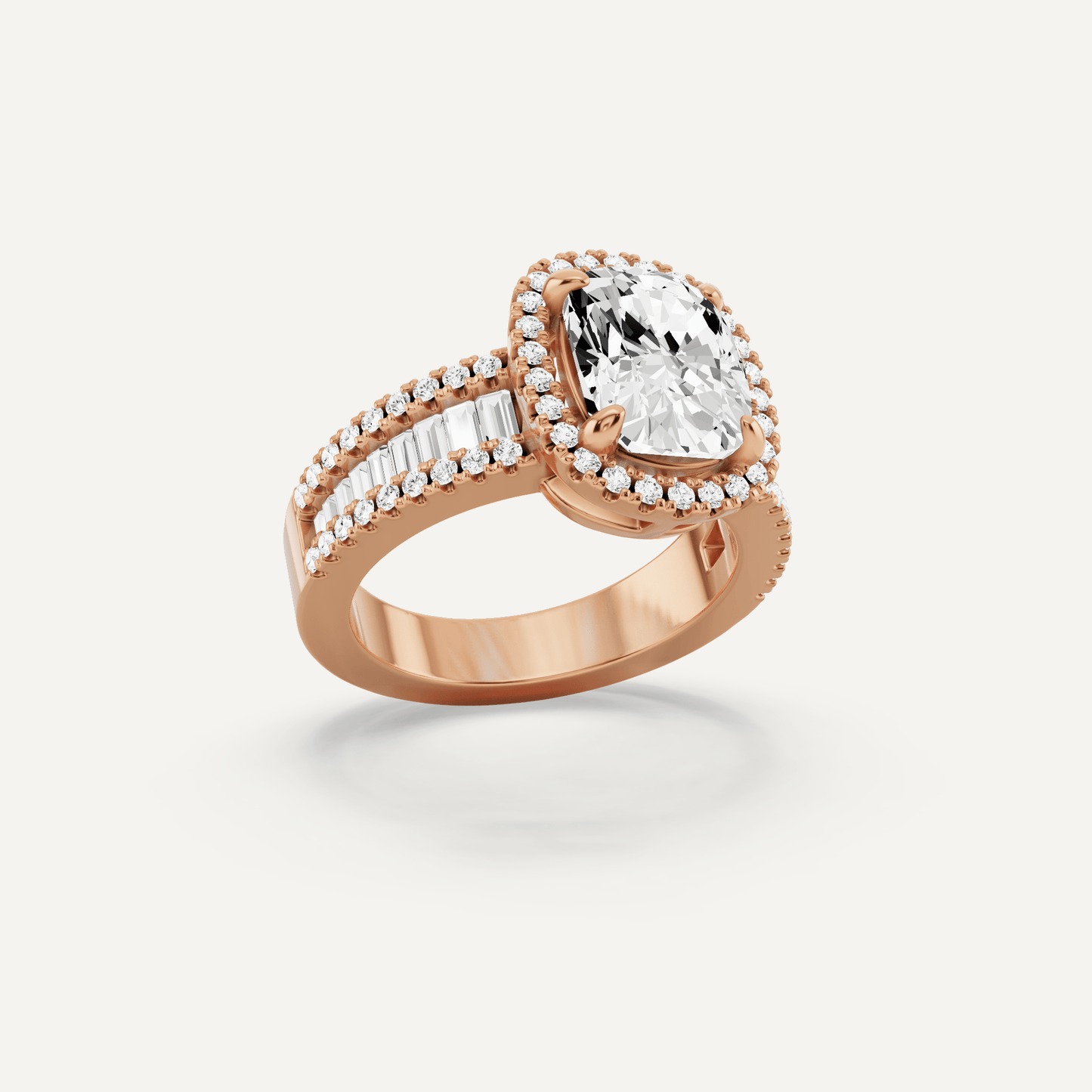 2 1/2 ctw Elongated Cushion Diamond Halo Engagement Ring - Lotus Diamond