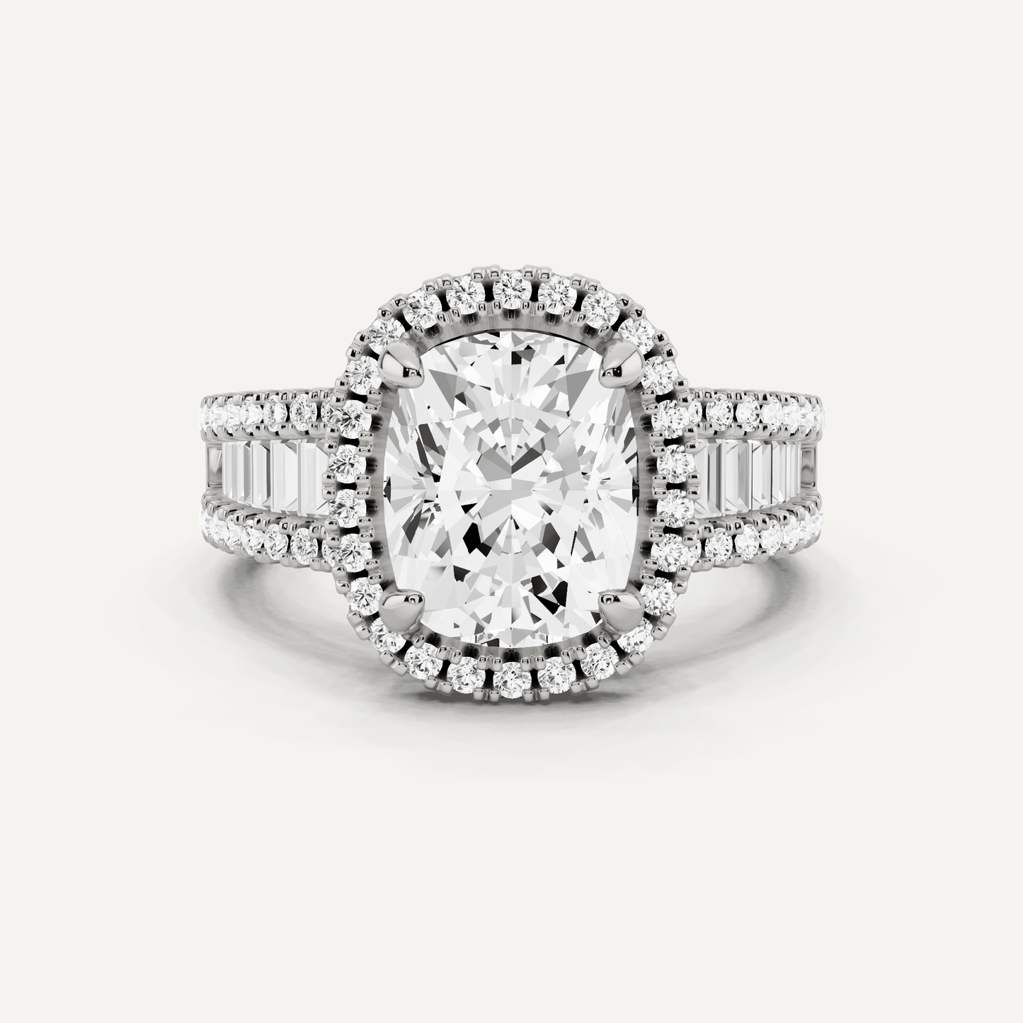 2 1/2 ctw Elongated Cushion Diamond Halo Engagement Ring - Lotus Diamond
