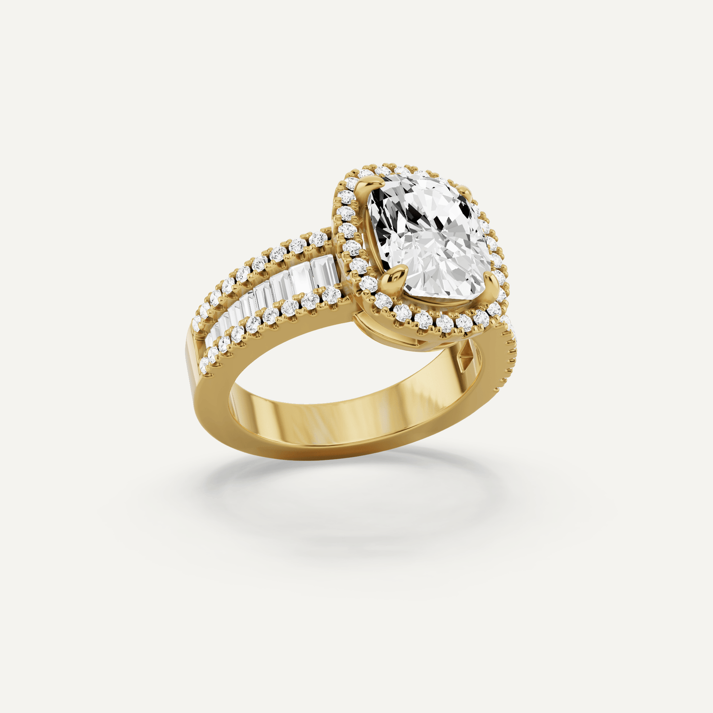 2 1/2 ctw Elongated Cushion Diamond Halo Engagement Ring - Lotus Diamond