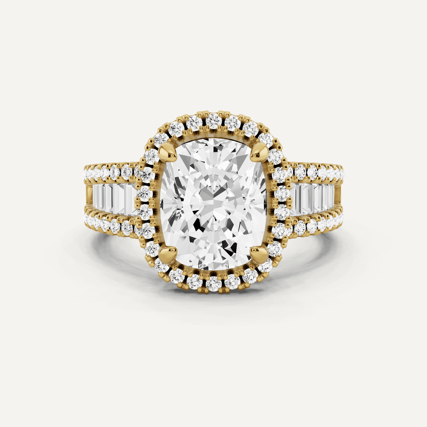 2 1/2 ctw Elongated Cushion Diamond Halo Engagement Ring - Lotus Diamond