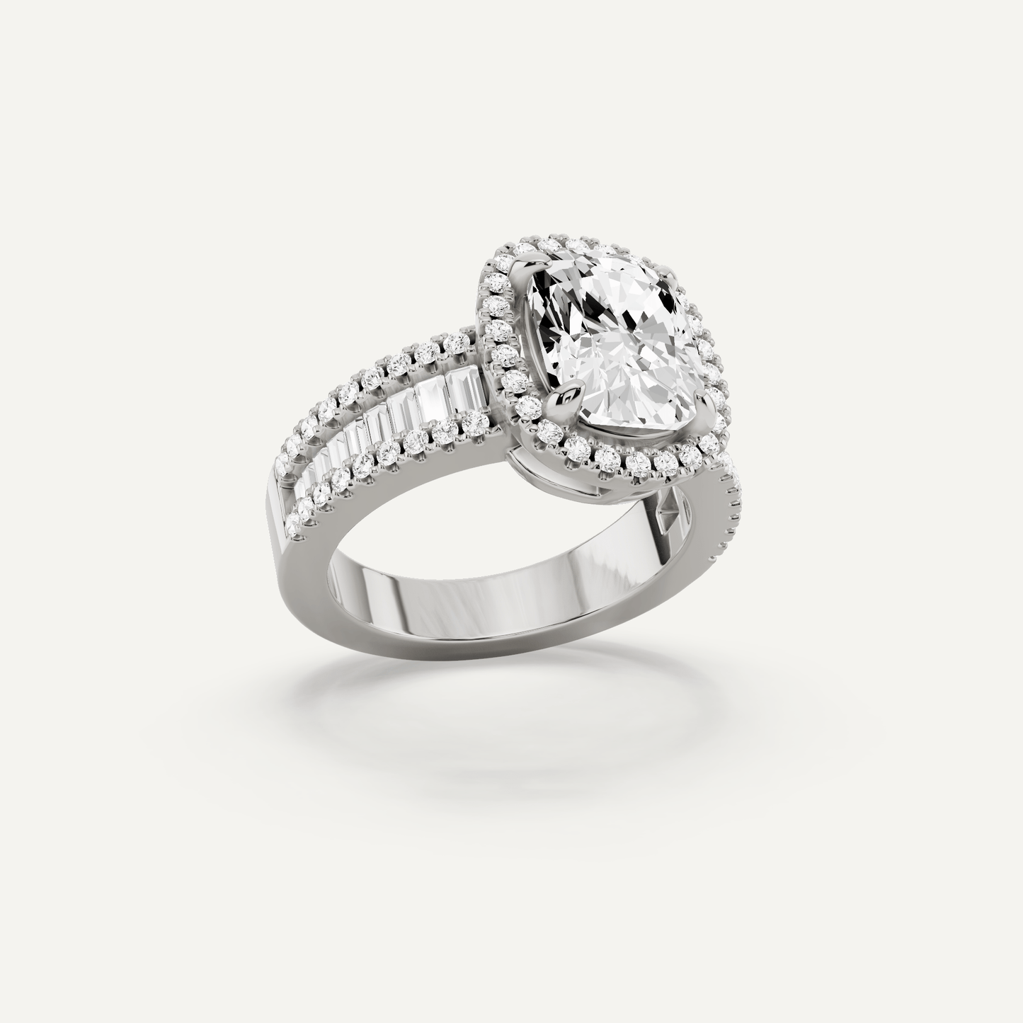 2 1/2 ctw Elongated Cushion Diamond Halo Engagement Ring - Lotus Diamond