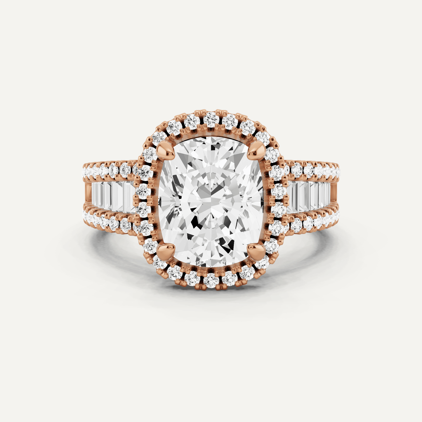 2 1/2 ctw Elongated Cushion Diamond Halo Engagement Ring - Lotus Diamond