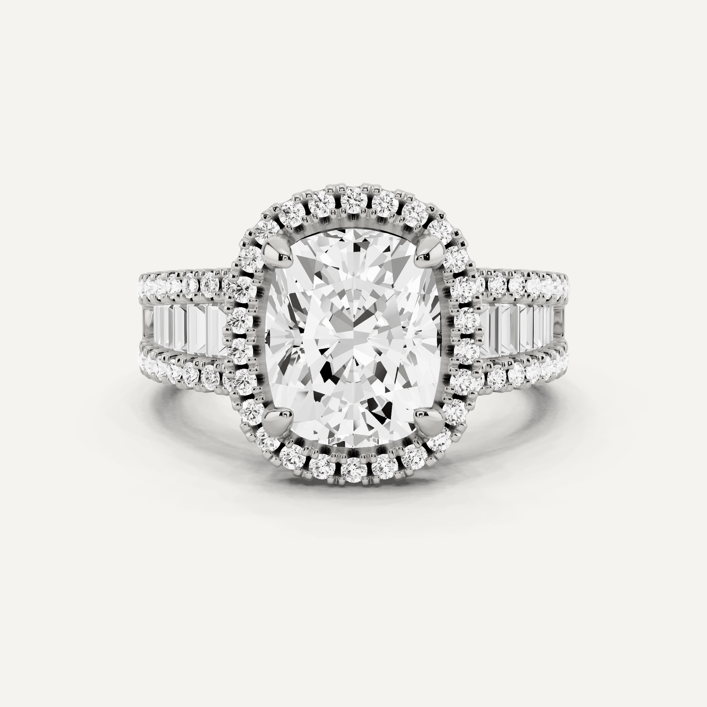 2 1/2 ctw Elongated Cushion Diamond Halo Engagement Ring - Lotus Diamond