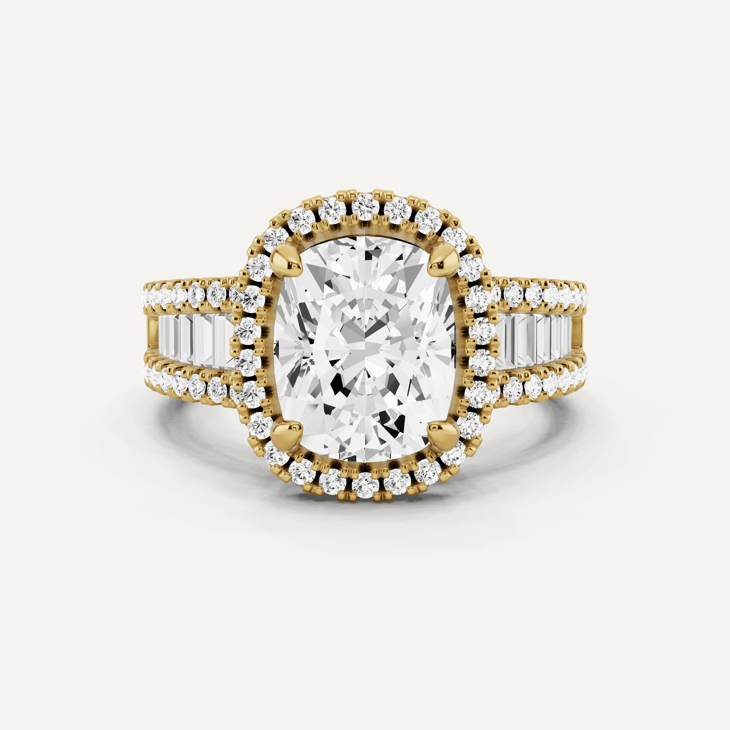 2 1/2 ctw Elongated Cushion Diamond Halo Engagement Ring - Lotus Diamond