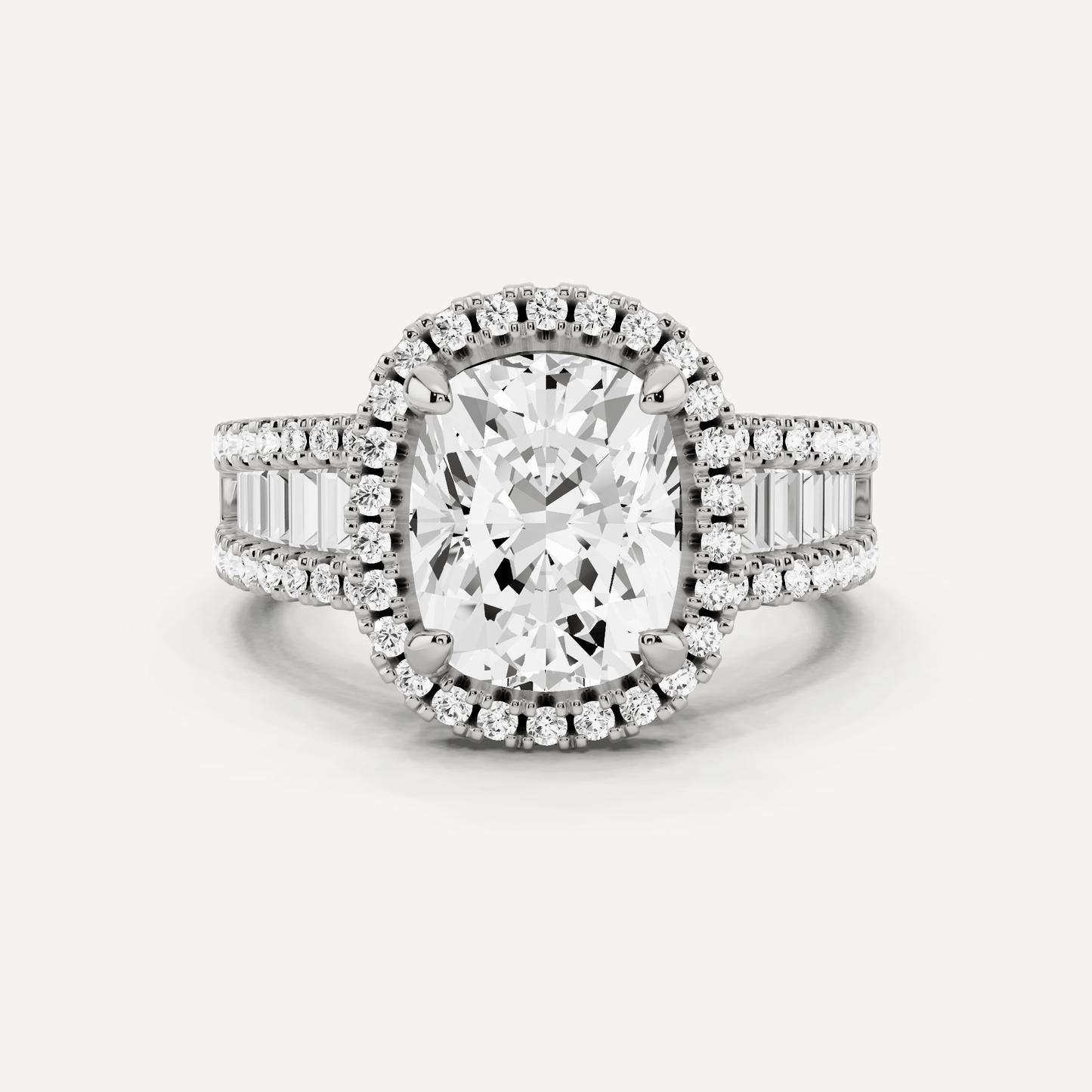 2 1/2 ctw Elongated Cushion Diamond Halo Engagement Ring - Lotus Diamond