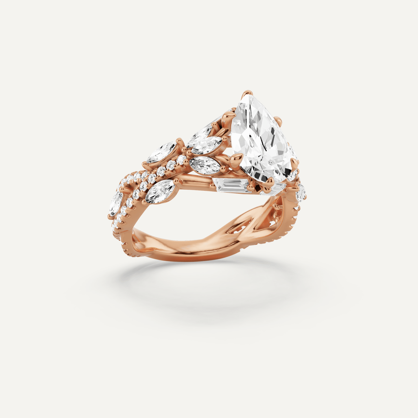 2 1/2 ctw Pear Diamond Side Stone Engagement Ring - Lotus Diamond