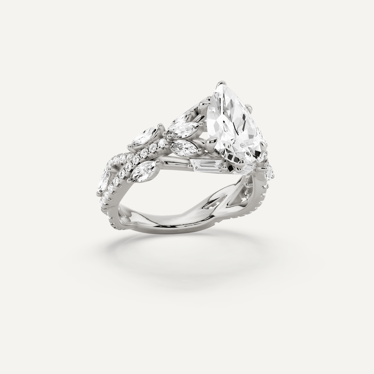 2 1/2 ctw Pear Diamond Side Stone Engagement Ring - Lotus Diamond