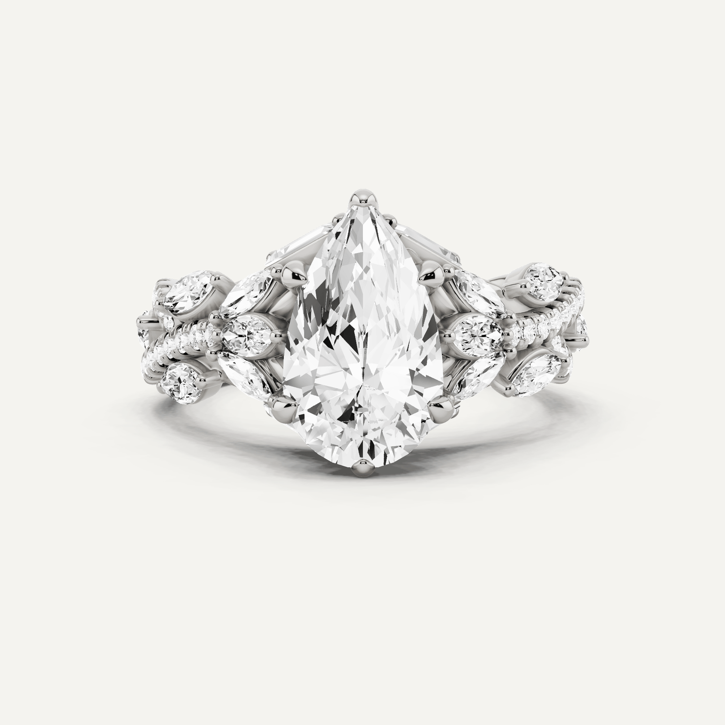 2 1/2 ctw Pear Diamond Side Stone Engagement Ring - Lotus Diamond