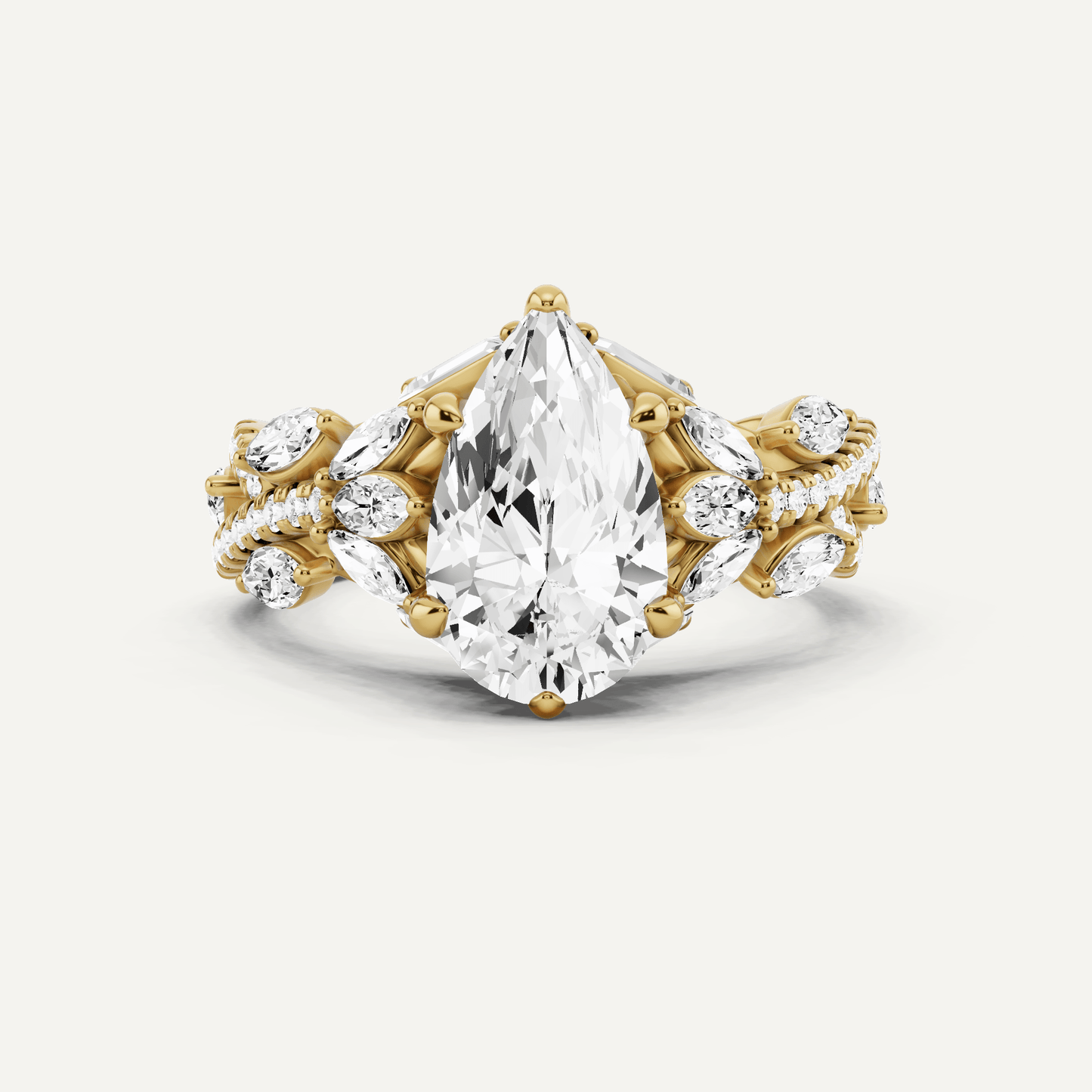 2 1/2 ctw Pear Diamond Side Stone Engagement Ring - Lotus Diamond