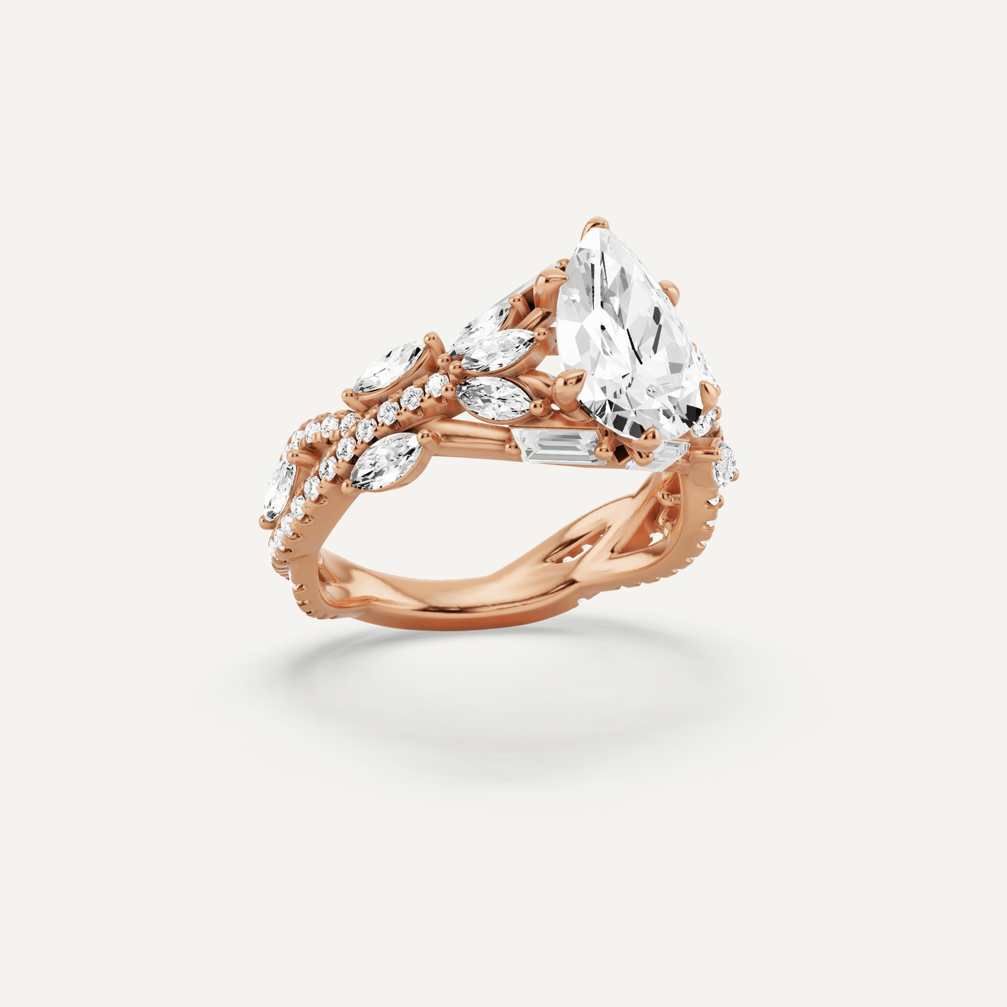 2 1/2 ctw Pear Diamond Side Stone Engagement Ring - Lotus Diamond