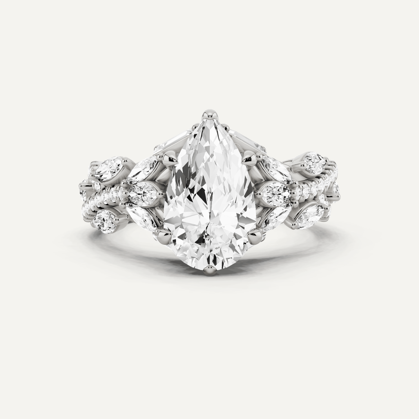 2 1/2 ctw Pear Diamond Side Stone Engagement Ring - Lotus Diamond