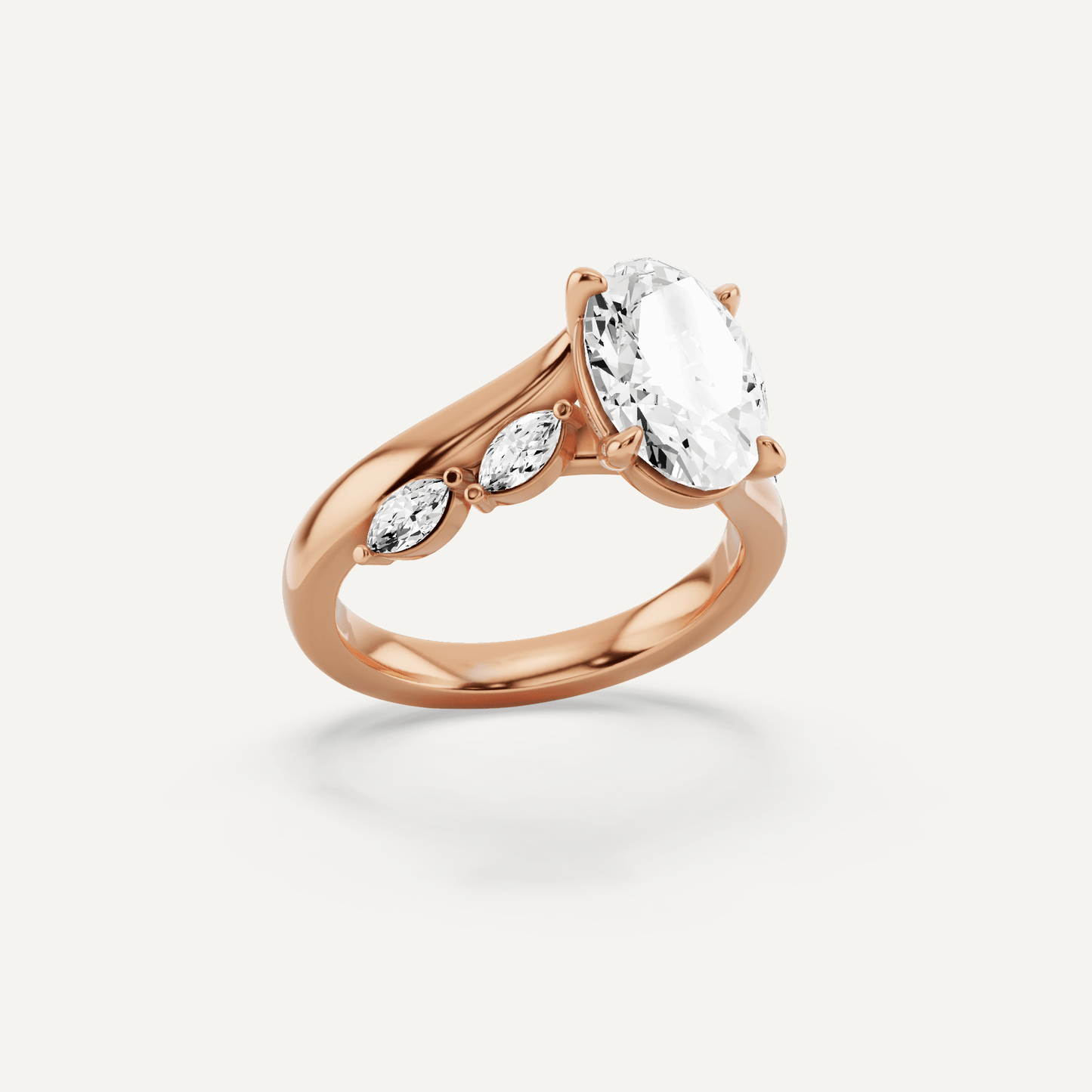 2 1/4 ctw Oval Diamond Side Stone Engagement Ring - Lotus Diamond