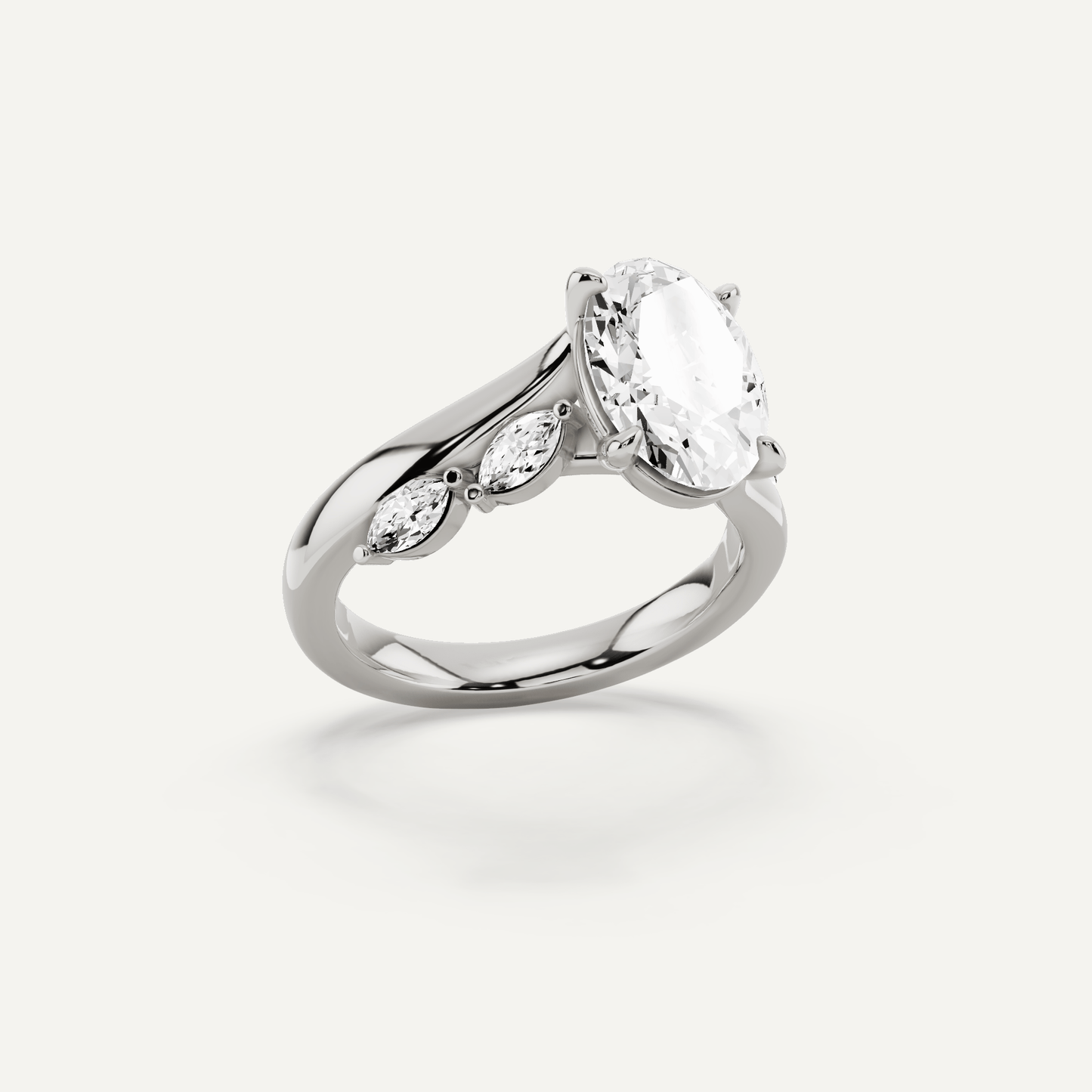 2 1/4 ctw Oval Diamond Side Stone Engagement Ring - Lotus Diamond