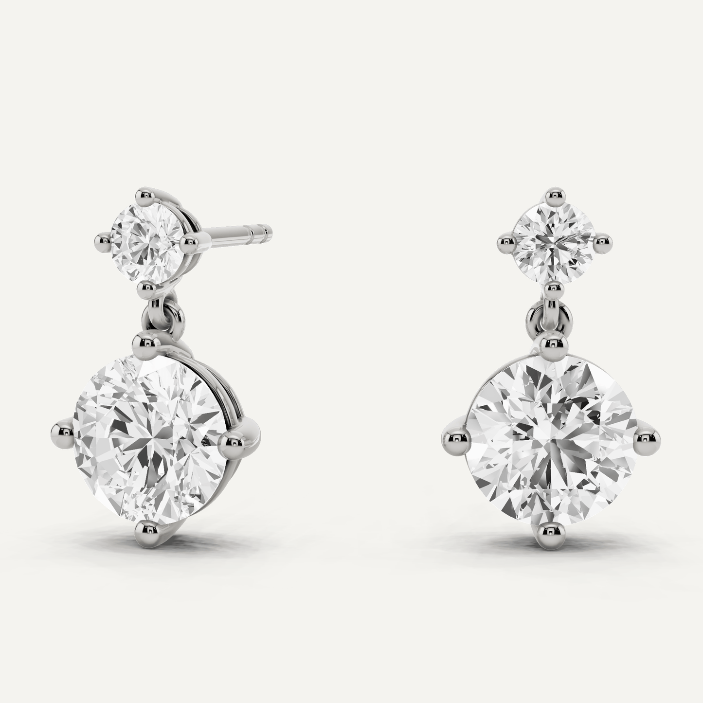 2 1/4 ctw Round Diamond Two Stone Earring - Lotus Diamond