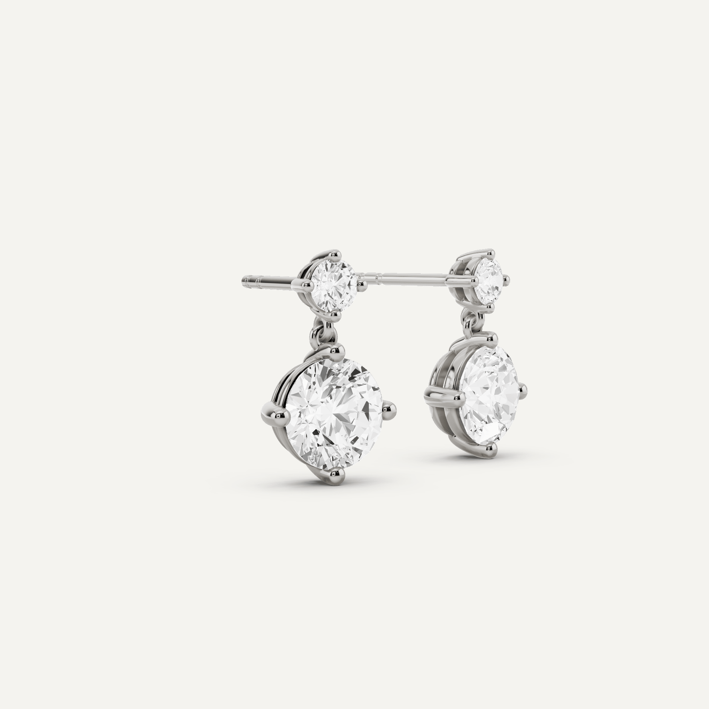 2 1/4 ctw Round Diamond Two Stone Earring - Lotus Diamond