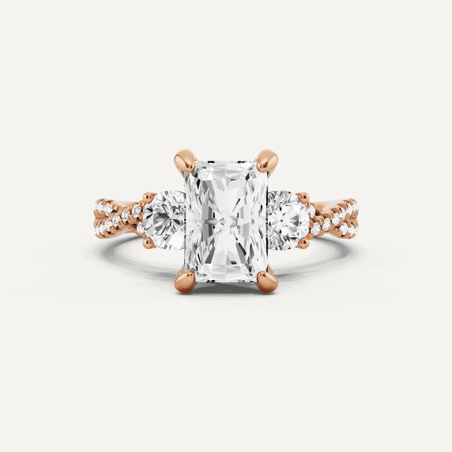 2 1/6 ctw Radiant Diamond Hidden Halo Twist Engagement Ring - Lotus Diamond