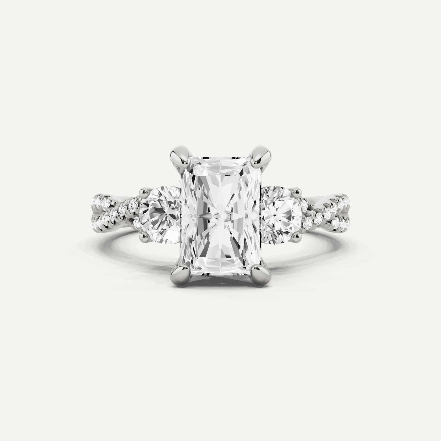 2 1/6 ctw Radiant Diamond Hidden Halo Twist Engagement Ring - Lotus Diamond