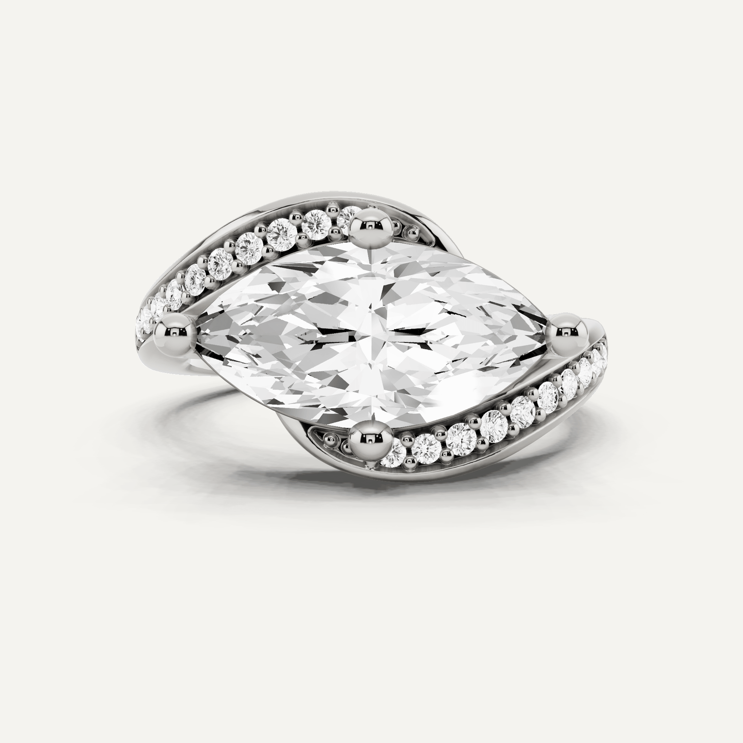 2 1/8 ctw Marquise Diamond East - West Engagement Ring - Lotus Diamond