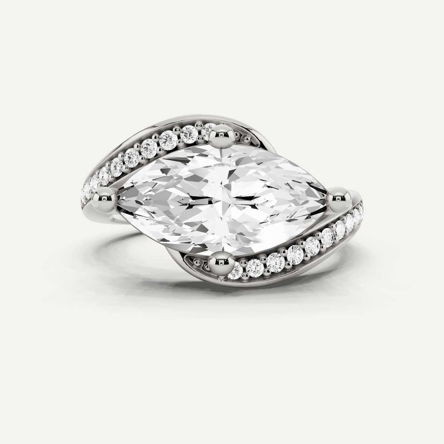 2 1/8 ctw Marquise Diamond East - West Engagement Ring - Lotus Diamond