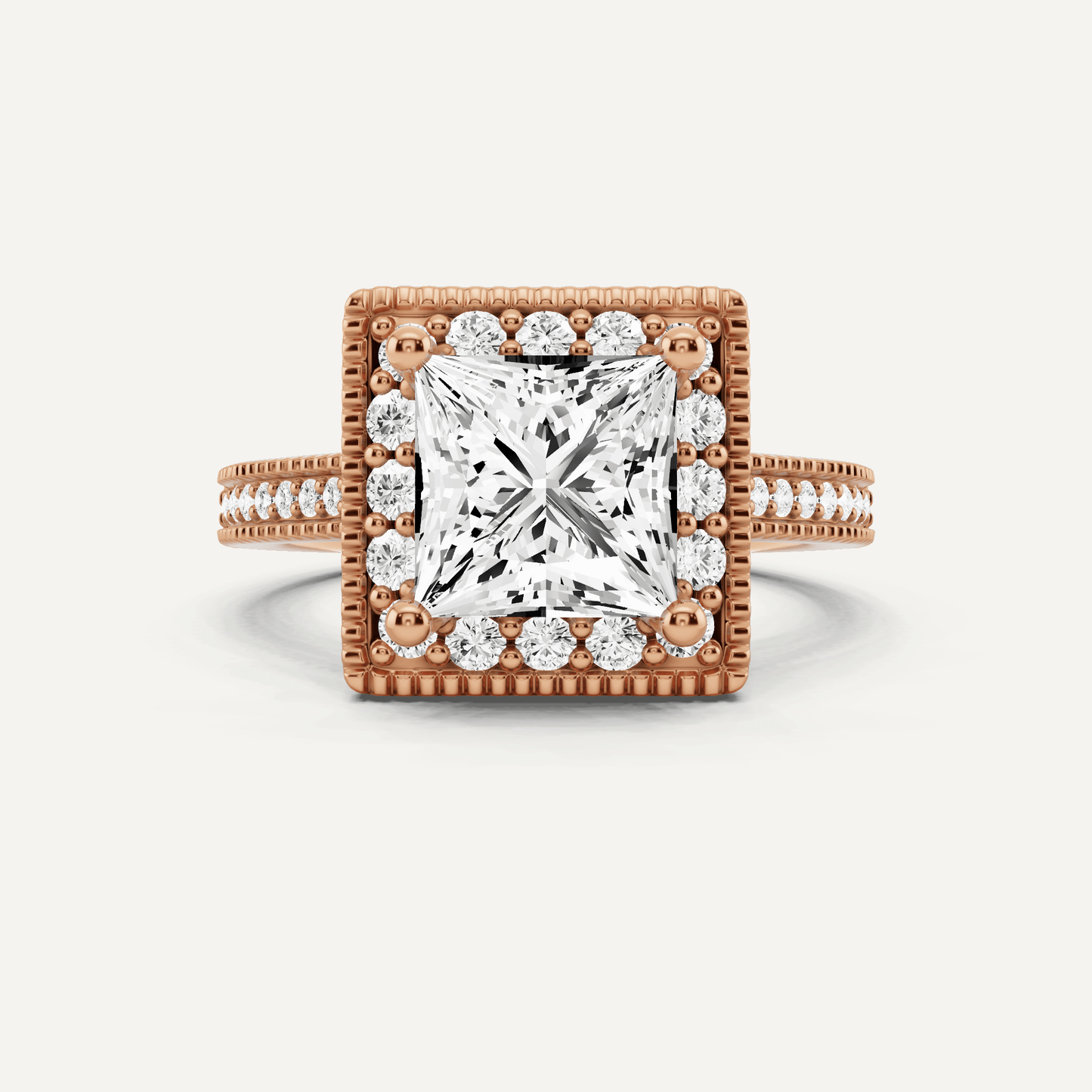 2 3/8 ctw Princess Diamond Side Stone Engagement Ring - Lotus Diamond